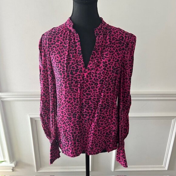 Zadig & Voltaire Titus Leopard Print Framboise Blouse - Picture 2 of 8